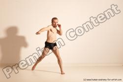 Underwear Martial art Man White Moving poses Slim Short Blond Dynamic poses Academic